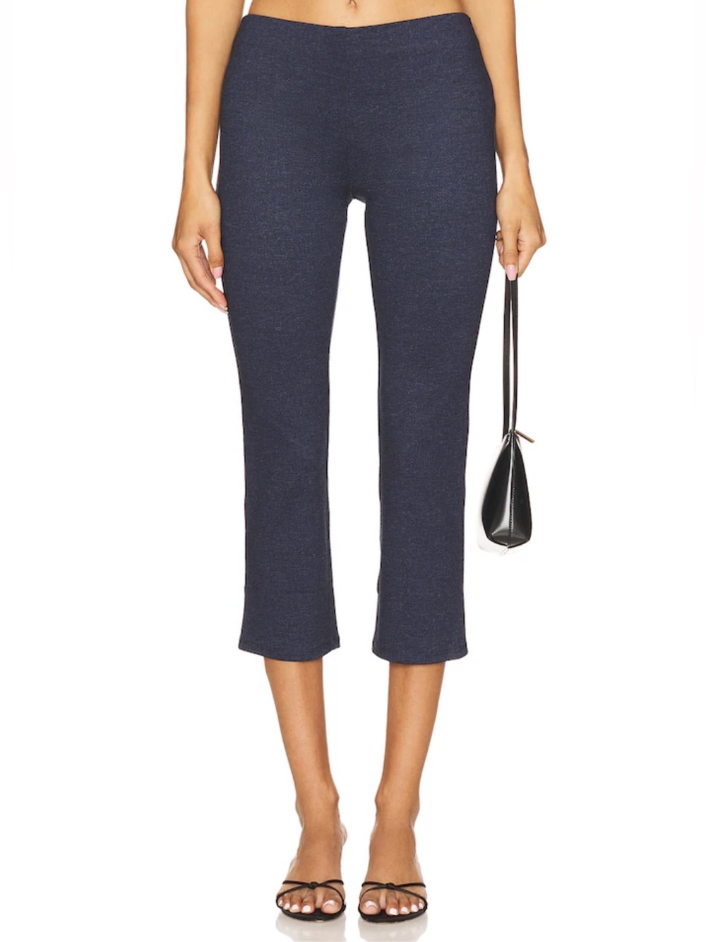 Lovers + Friends Navy Knit Cropped Flare Pants